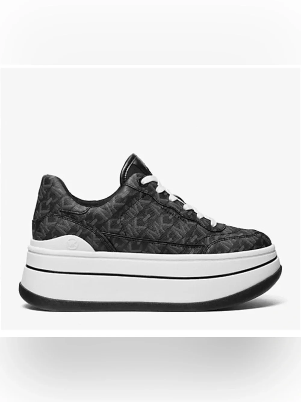 Michael Kors Hayes Lace Up‎ Platform Sneakers MK Signature Logo Black